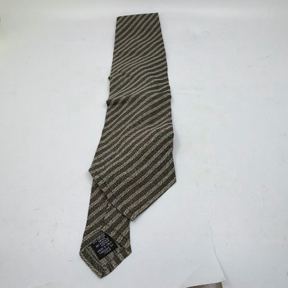 Emporio Armani Striped Brown Rayon Acetate Blend Tie